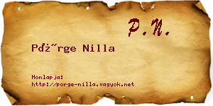 Pörge Nilla névjegykártya